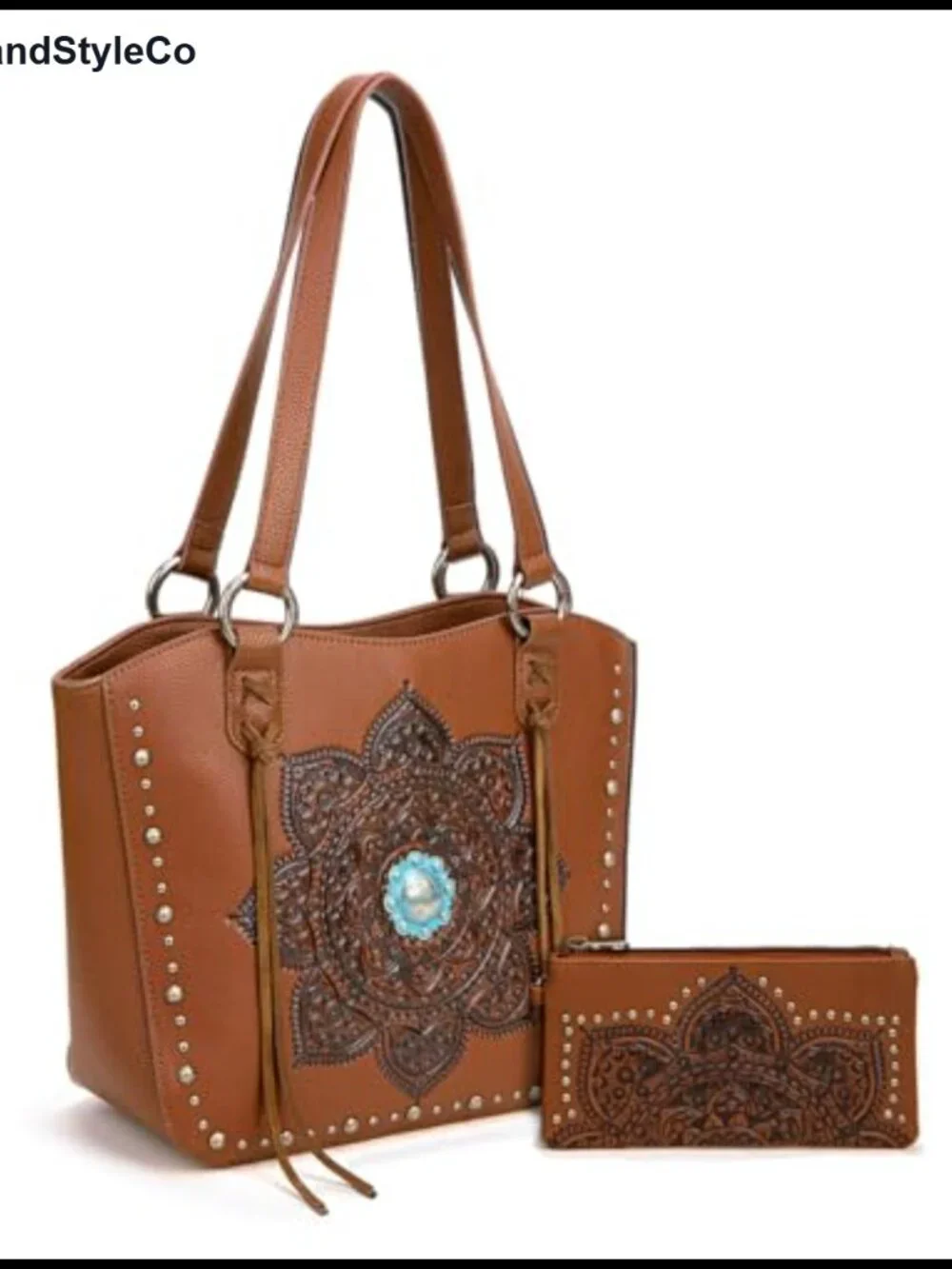 Montana West Western Tote Bag with Wallet Set Studded Top Handle Shoulder
